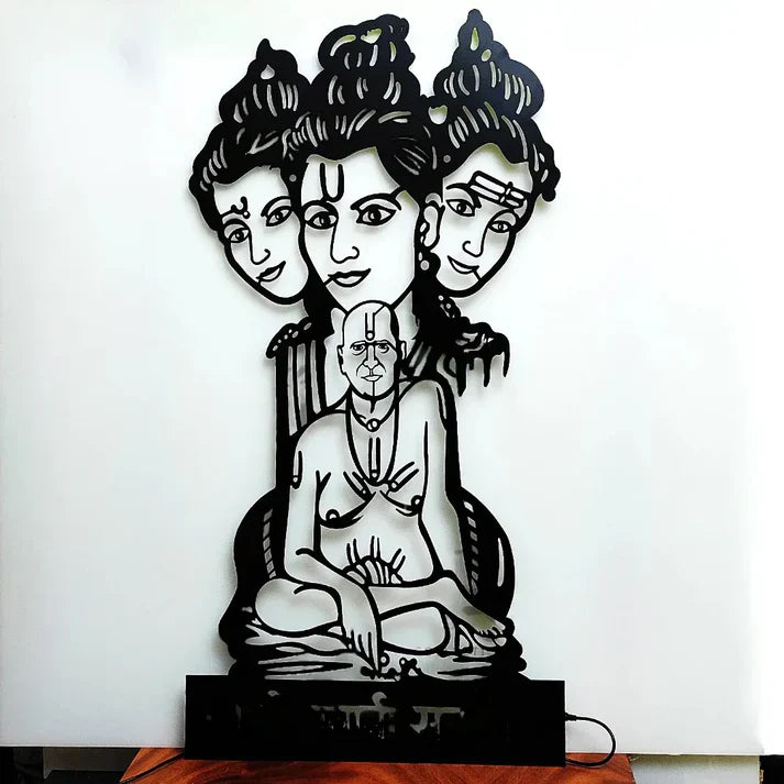 Swami Samarth Guru Dattatreya LED Metal Wall Decor