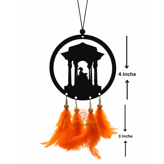 Chhatrapati Shivaji Maharaj Car Hanger with Orange Feathers