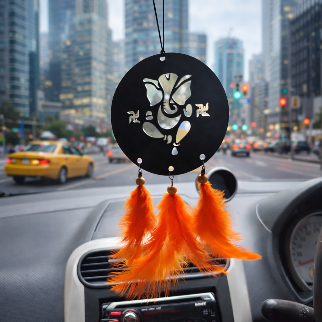 Ganpati Bappa Car Hanger with Swastik Design