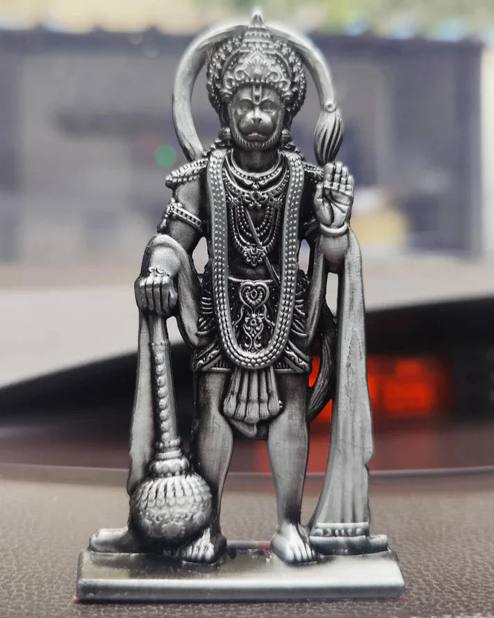 Lord Hanuman Idol – Black Metal Finish Car Dashboard