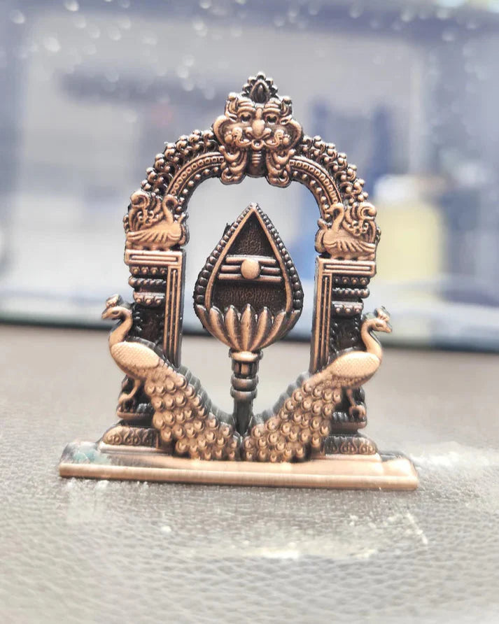 Lord Murugan Vel Idol with Arch and Peacocks