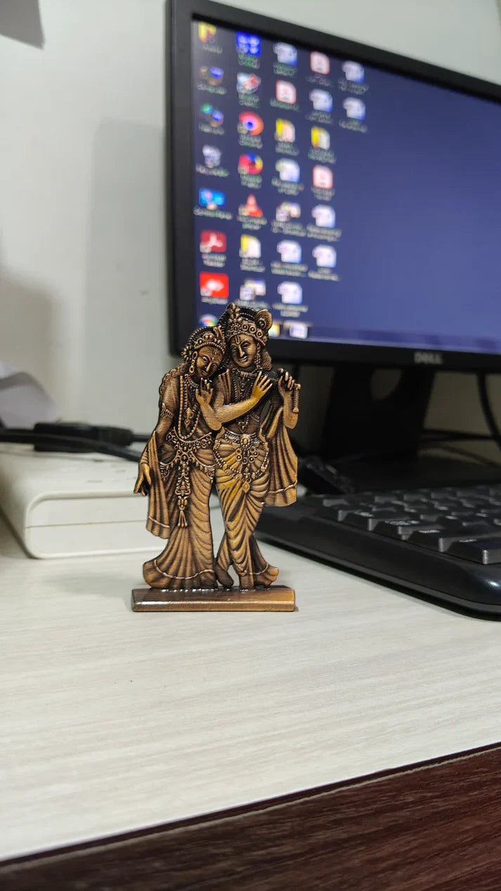 Resin Radha Krishna Statue for Car Dashboard & Murti for Car & Home Decor Idols - 5 inch