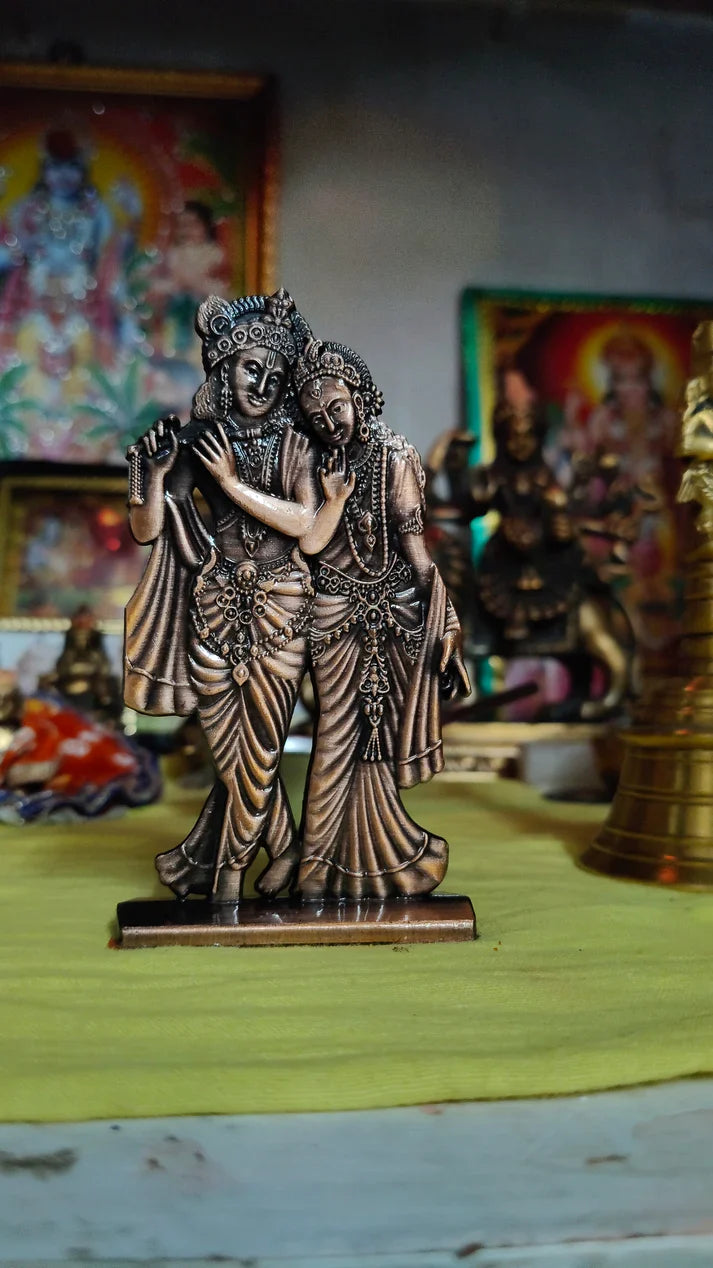 Resin Radha Krishna Statue for Car Dashboard & Murti for Car & Home Decor Idols - 5 inch