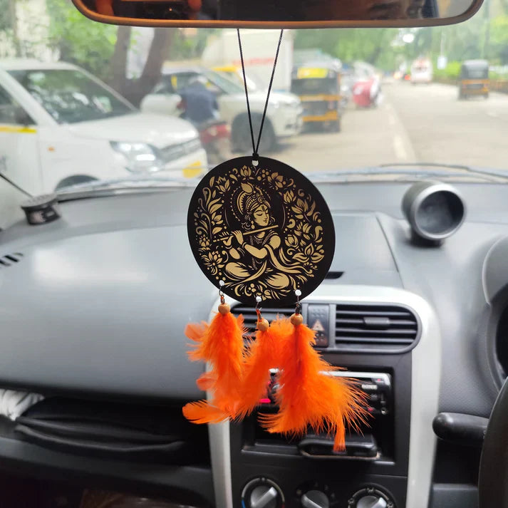 Shree Krishna Golden Car & Wall Hanger