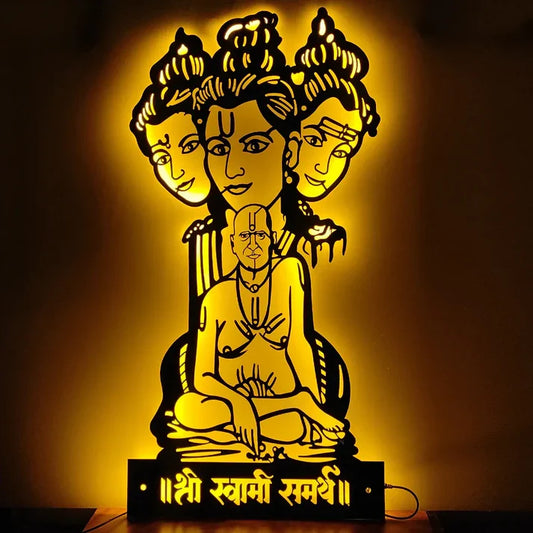 Swami Samarth Guru Dattatreya LED Metal Wall Decor